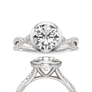 Twist Pavé Set Bezel Pear Engagement Ring