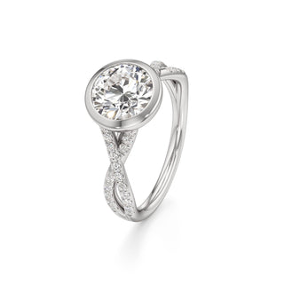 Twist Pavé Set Bezel Radiant Engagement Ring