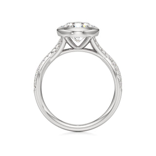 Twist Pavé Set Bezel Radiant Engagement Ring