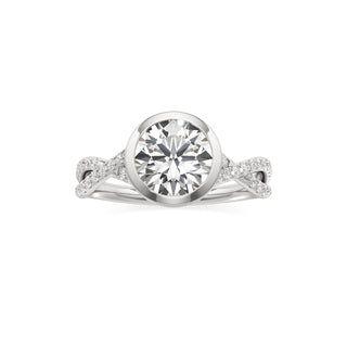 Twist Pavé Set Bezel Radiant Engagement Ring