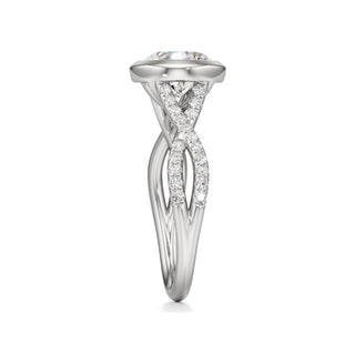 Twist Pavé Set Bezel Radiant Engagement Ring