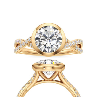 Twist Pavé Set Bezel Pear Engagement Ring