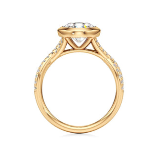 Twist Pavé Set Bezel Radiant Engagement Ring