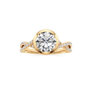 Twist Pavé Set Bezel Radiant Engagement Ring