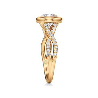 Twist Pavé Set Bezel Radiant Engagement Ring