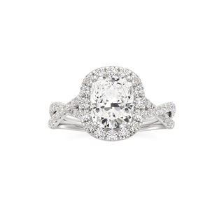 Twist Pavé Set Halo Pear Engagement Ring