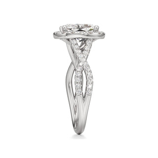 Twist Pavé Set Halo Pear Engagement Ring