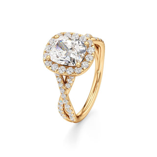 Twist Pavé Set Halo Pear Engagement Ring