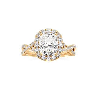 Twist Pavé Set Halo Pear Engagement Ring