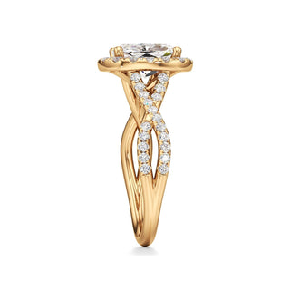 Twist Pavé Set Halo Pear Engagement Ring