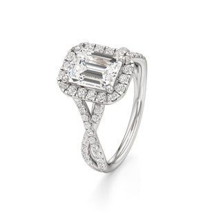 Twist Pavé Set Halo Pear Engagement Ring