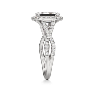 Twist Pavé Set Halo Pear Engagement Ring