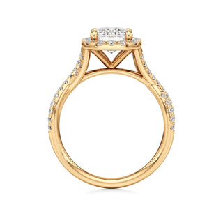 Twist Pavé Set Halo Pear Engagement Ring