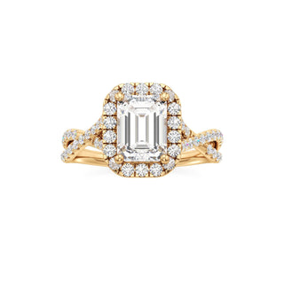 Twist Pavé Set Halo Pear Engagement Ring