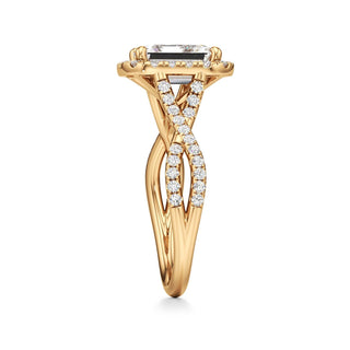 Twist Pavé Set Halo Pear Engagement Ring