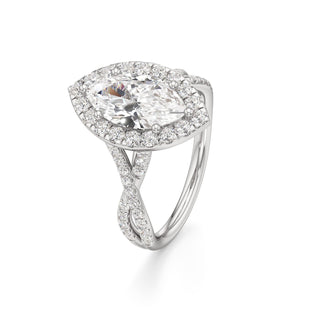 Twist Pavé Set Halo Pear Engagement Ring