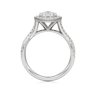 Twist Pavé Set Halo Pear Engagement Ring