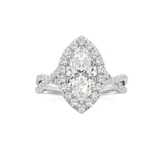 Twist Pavé Set Halo Pear Engagement Ring