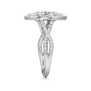 Twist Pavé Set Halo Pear Engagement Ring