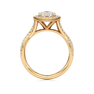 Twist Pavé Set Halo Pear Engagement Ring