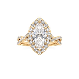 Twist Pavé Set Halo Pear Engagement Ring