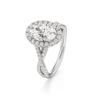 Twist Pavé Set Halo Pear Engagement Ring