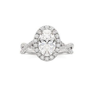 Twist Pavé Set Halo Pear Engagement Ring