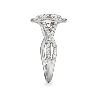 Twist Pavé Set Halo Pear Engagement Ring