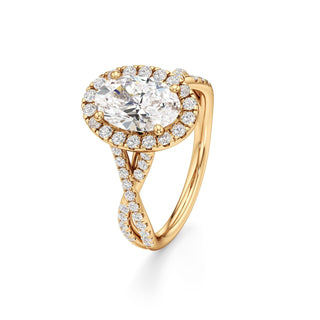 Twist Pavé Set Halo Pear Engagement Ring