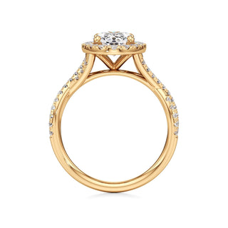Twist Pavé Set Halo Pear Engagement Ring