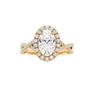Twist Pavé Set Halo Pear Engagement Ring