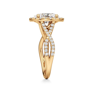 Twist Pavé Set Halo Pear Engagement Ring