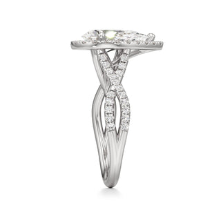 Twist Pavé Set Halo Pear Engagement Ring
