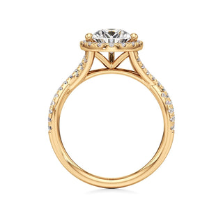 Twist Pavé Set Halo Pear Engagement Ring