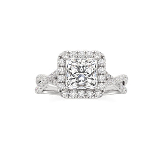 Twist Pavé Set Halo Pear Engagement Ring