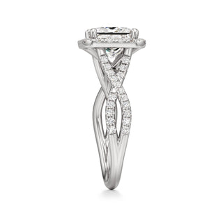 Twist Pavé Set Halo Pear Engagement Ring