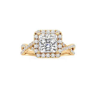Twist Pavé Set Halo Pear Engagement Ring