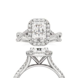 Twist Pavé Set Halo Radiant Engagement Ring