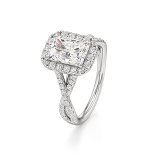 Twist Pavé Set Halo Pear Engagement Ring