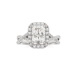 Twist Pavé Set Halo Pear Engagement Ring