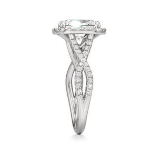 Twist Pavé Set Halo Pear Engagement Ring
