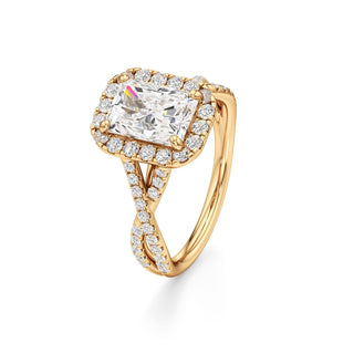 Twist Pavé Set Halo Pear Engagement Ring