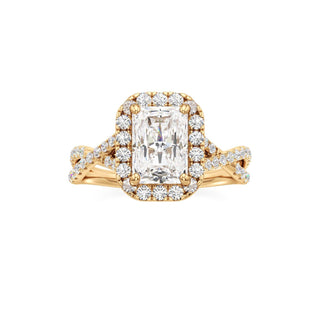 Twist Pavé Set Halo Pear Engagement Ring