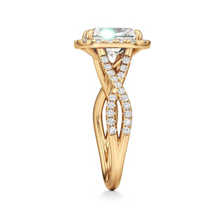 Twist Pavé Set Halo Pear Engagement Ring