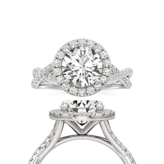 Twist Pavé Set Halo Round Engagement Ring