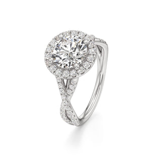 Twist Pavé Set Halo Pear Engagement Ring