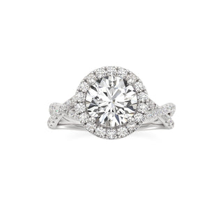 Twist Pavé Set Halo Pear Engagement Ring