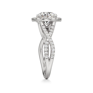 Twist Pavé Set Halo Pear Engagement Ring
