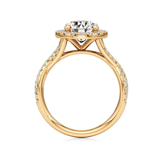 Twist Pavé Set Halo Pear Engagement Ring