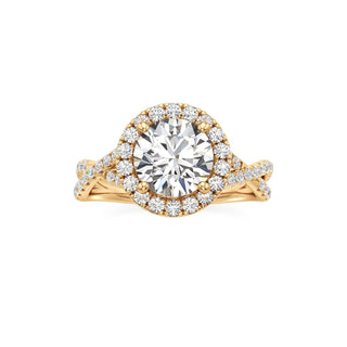 Twist Pavé Set Halo Pear Engagement Ring